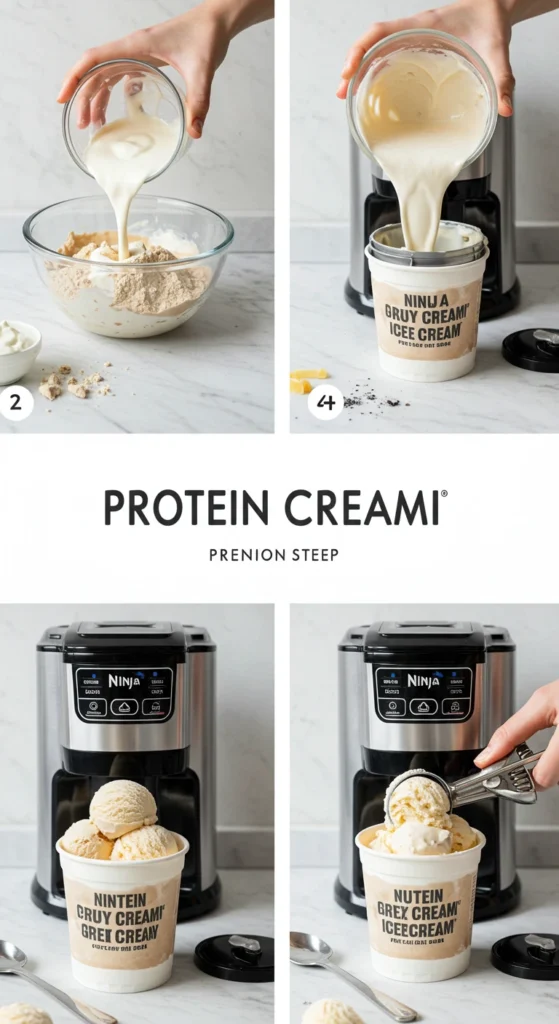 Make a delicious and healthy Ninja Creami protein ice cream with this easy recipe! Low in calories, high in protein, and perfect for a guilt-free treat.